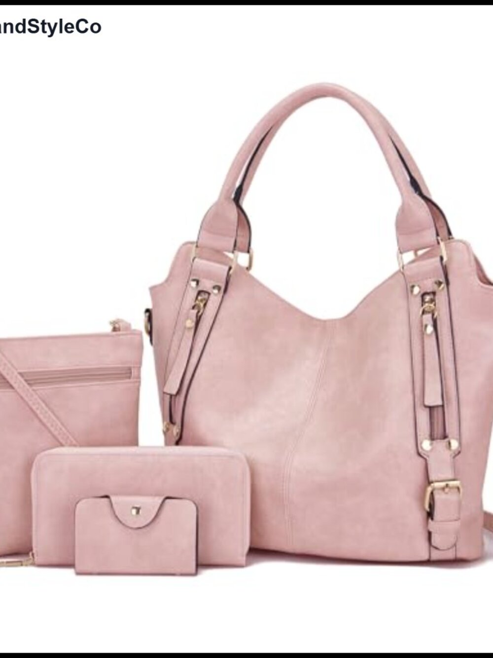 Large Shoulder Handbag Hobo Crossbody Purse Set 4pcs Vegan Synthetic Leather